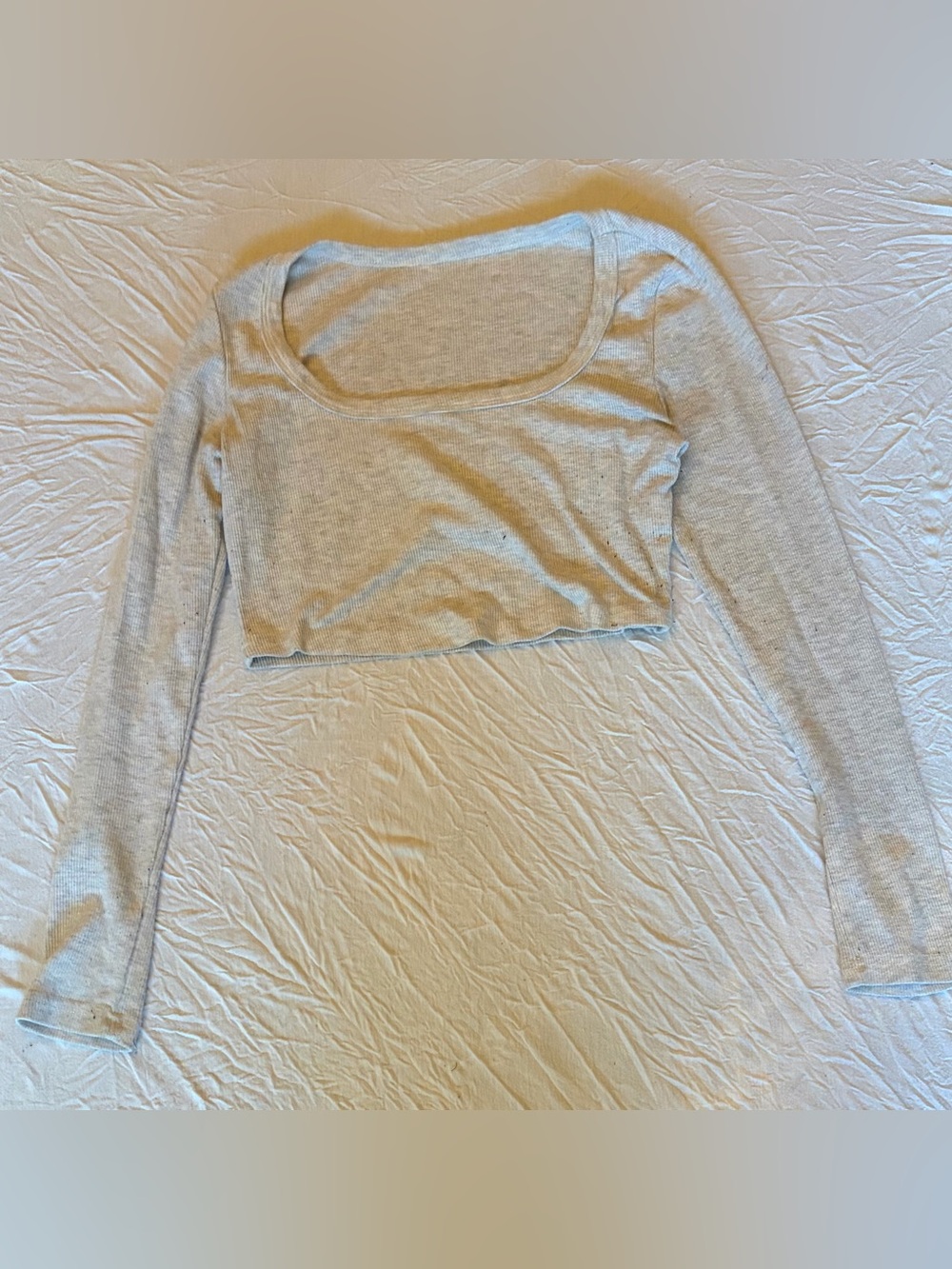 Grey ribbed crop long sleeve